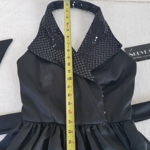 Nouveau Black Satin Halter Cocktail Wrap Dress Sequins SIZE 4 Evening Collection - Picture 6 of 16